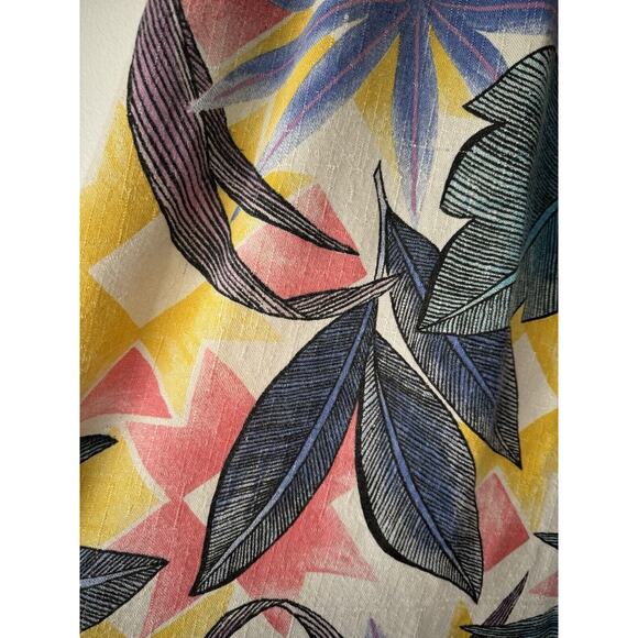 Folio By Fire Islander Woman Flax Blend Tropical Floral Pull On Midi Skirt Sz 12 - Picture 6 of 8